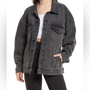 Good American Gray Oversized Trucker Denim Jacket Boyfriend XXL